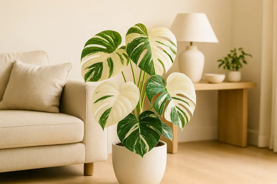 Monstera Variegierte Monstera im Wohnzimmer
