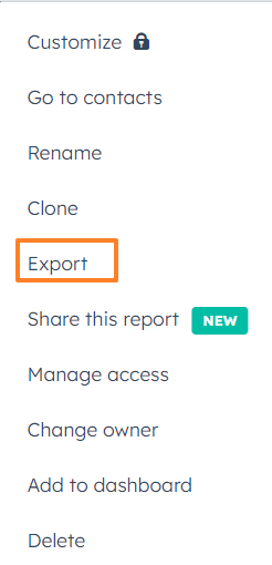 Click on the “Export” option from the dropdown list