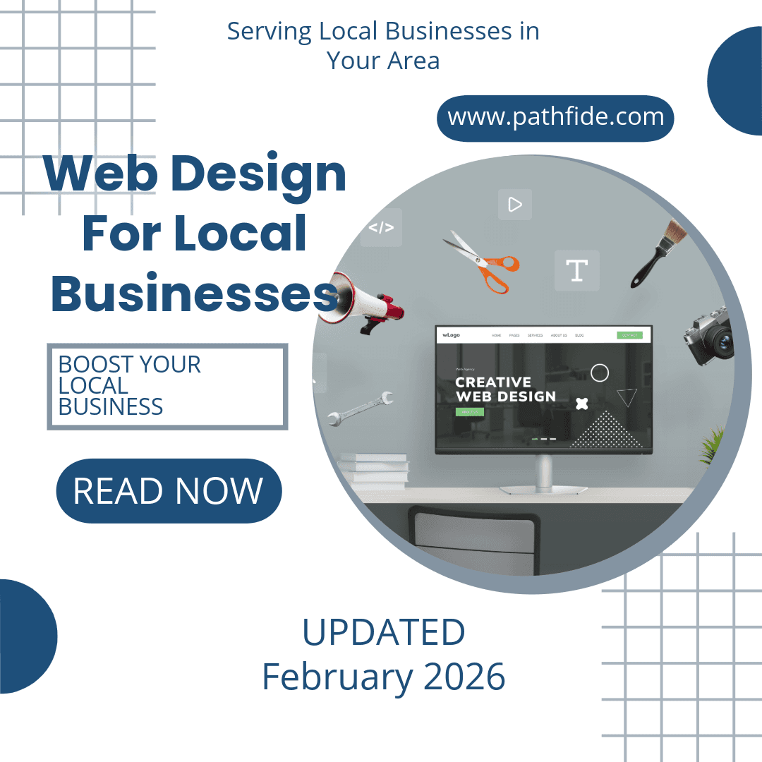 A blog post photo reading "Web Design For Local Businesses" 