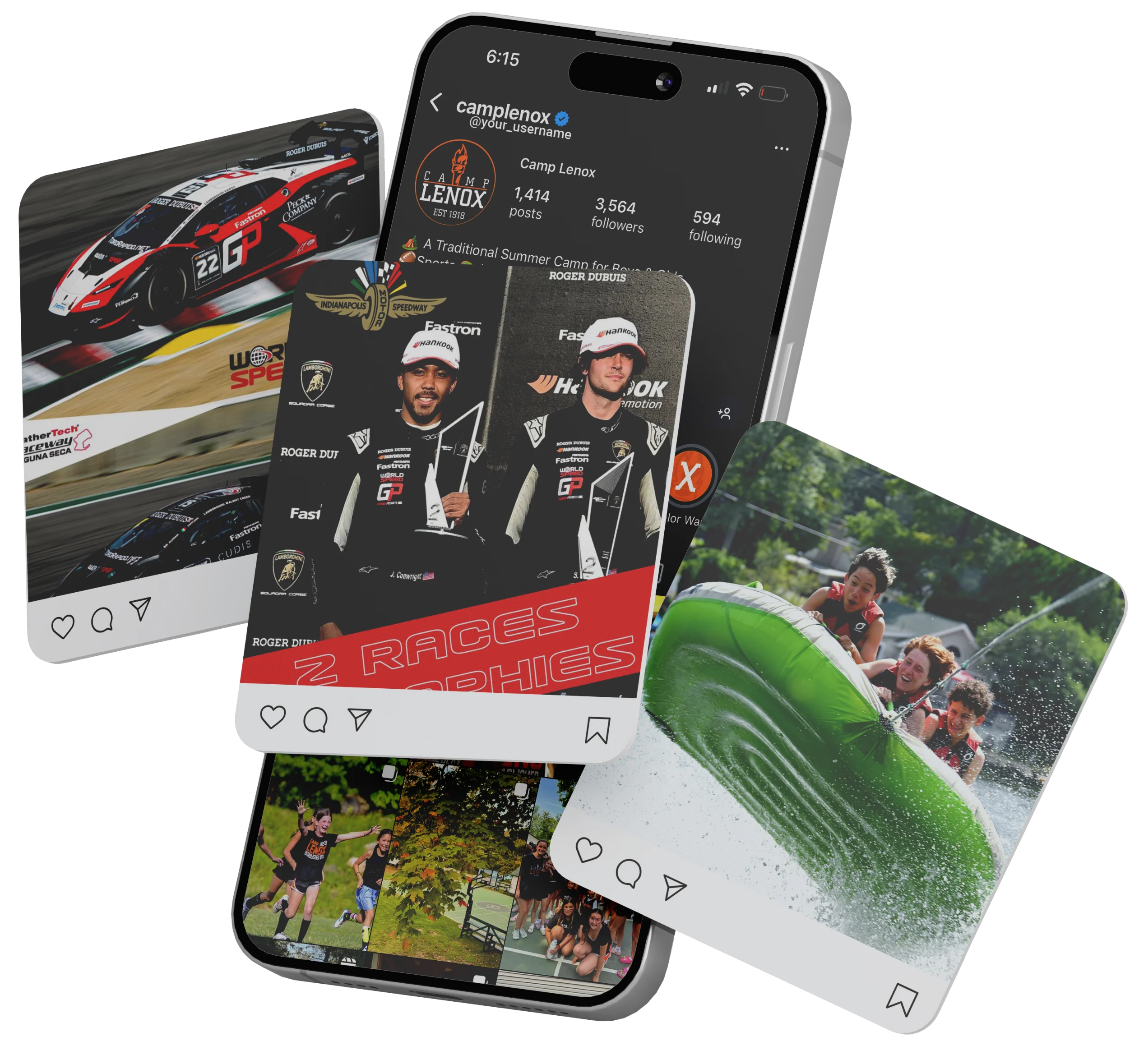 Social media marketing post designs displayed on smartphone mockup – RJP.design Web Design Agency NYC offering creative social media and digital marketing services.