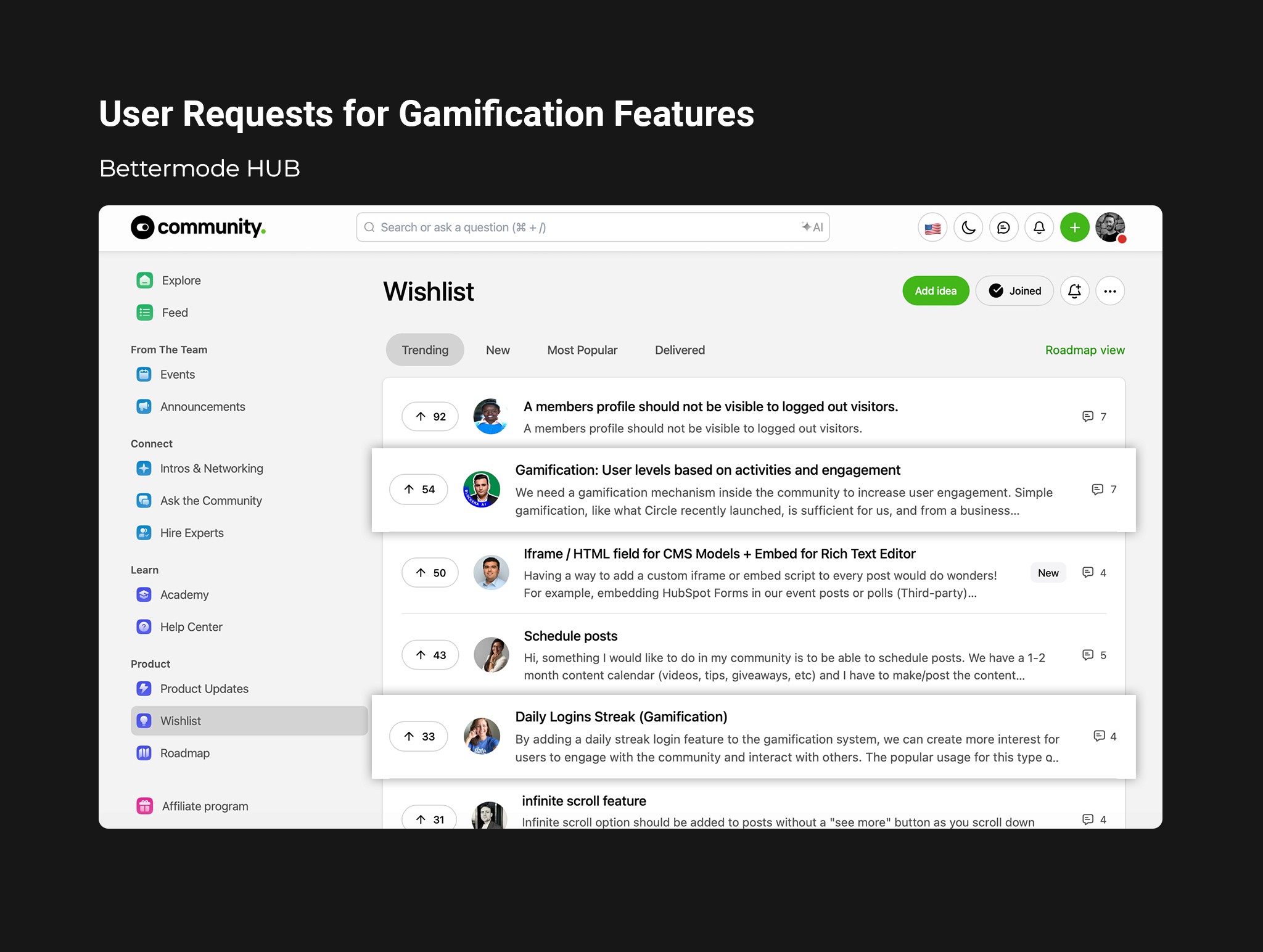 Gamification Modules to Increase Engagement - Requests