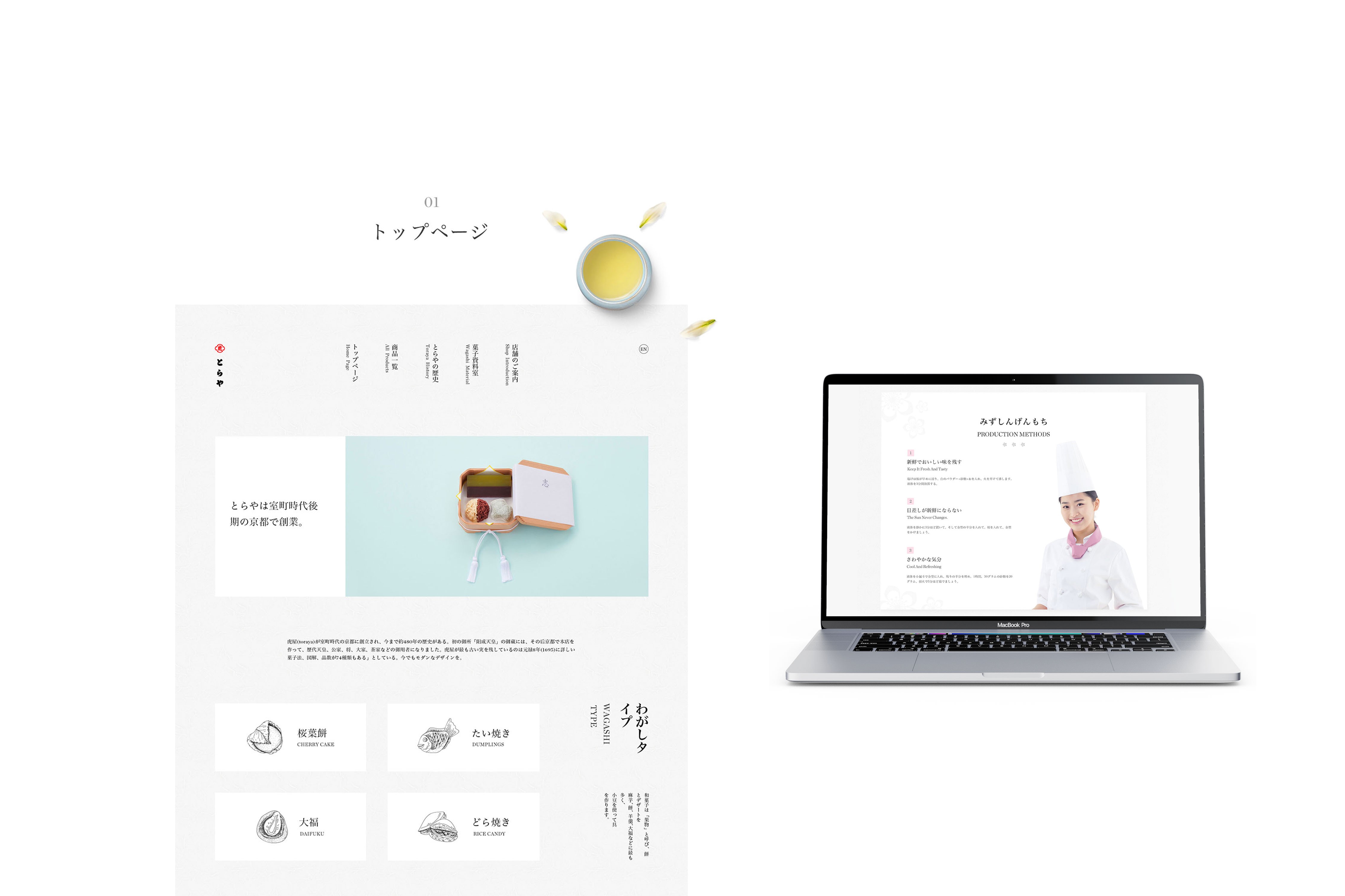 A screen for a desserts header website
