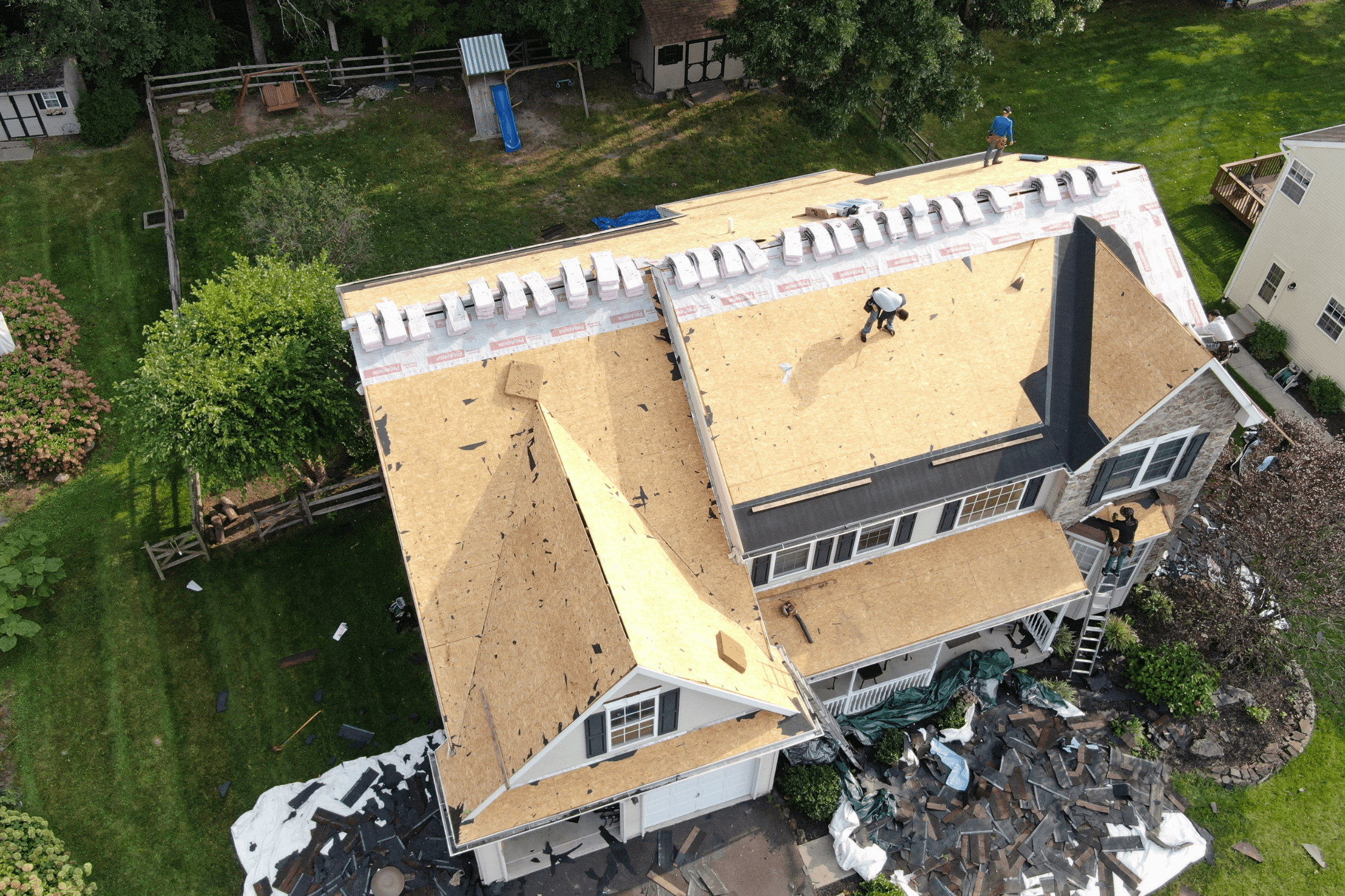 Full tear off down to decking and inspecting wood before installing new shingles