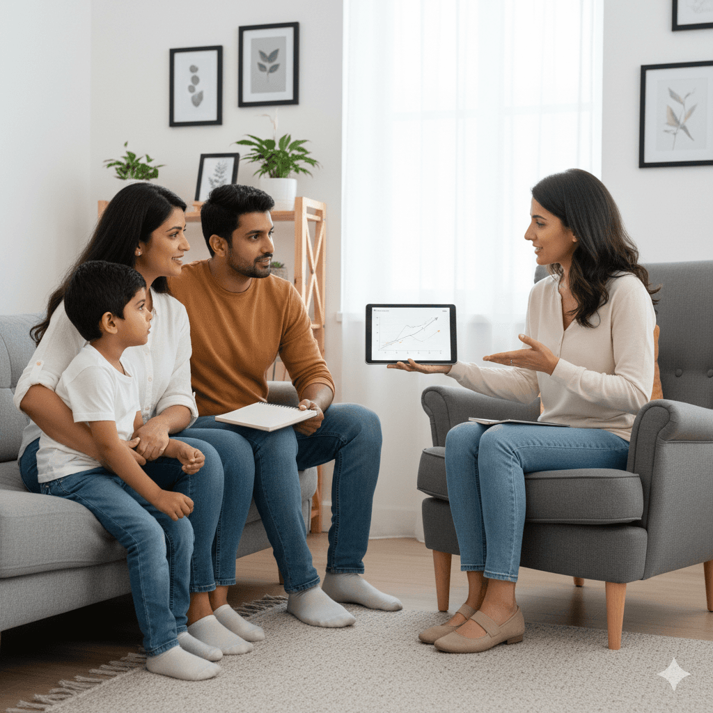 Child psychologist guiding kids in social learning and peer interaction