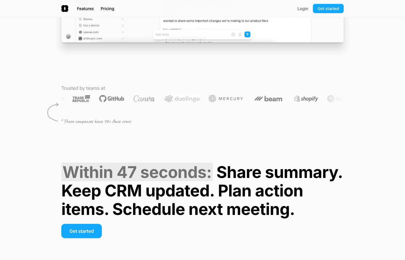 Amie scheduling and features