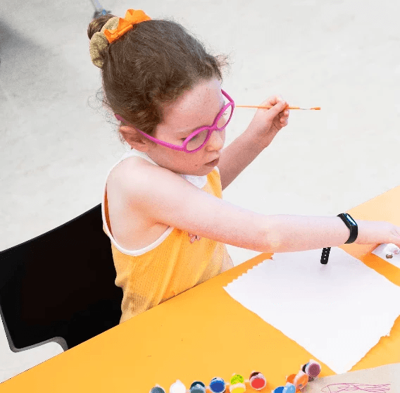 A student working on an arts and crafts project