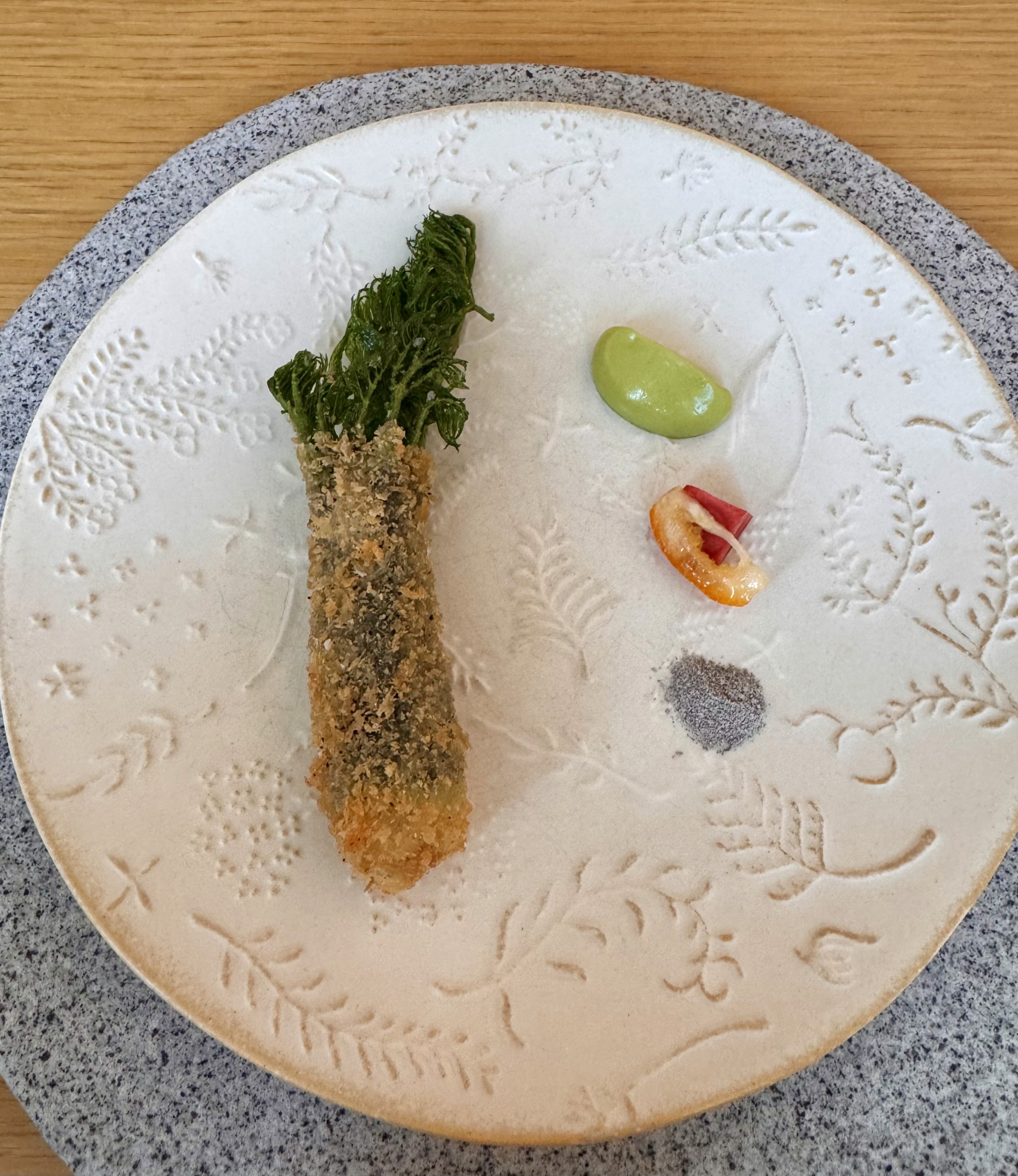 Seasonal vegetable cutlet served at Legumé