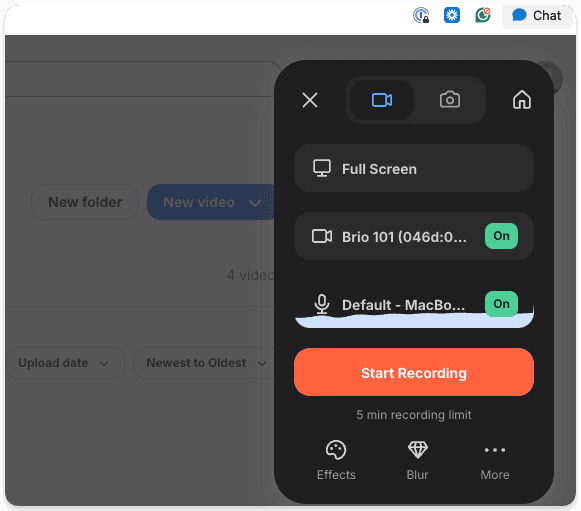 Loom's Chrome extension on a MacBook