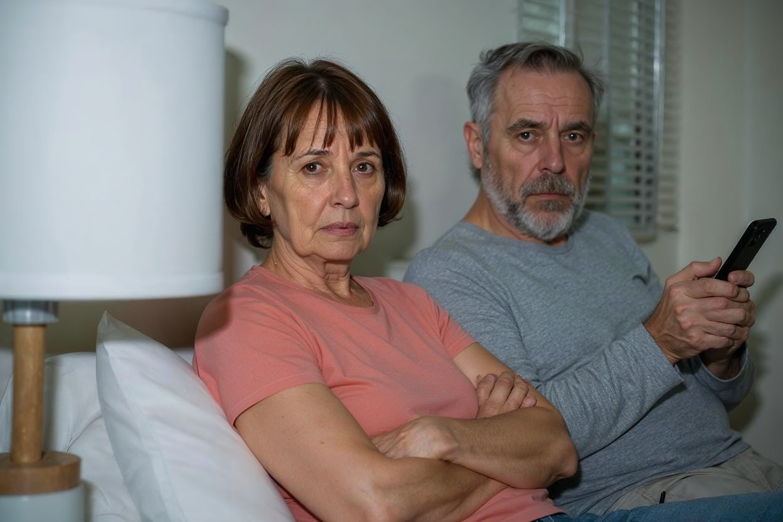 Three people sitting on a couch in a room looking at mobile devices
