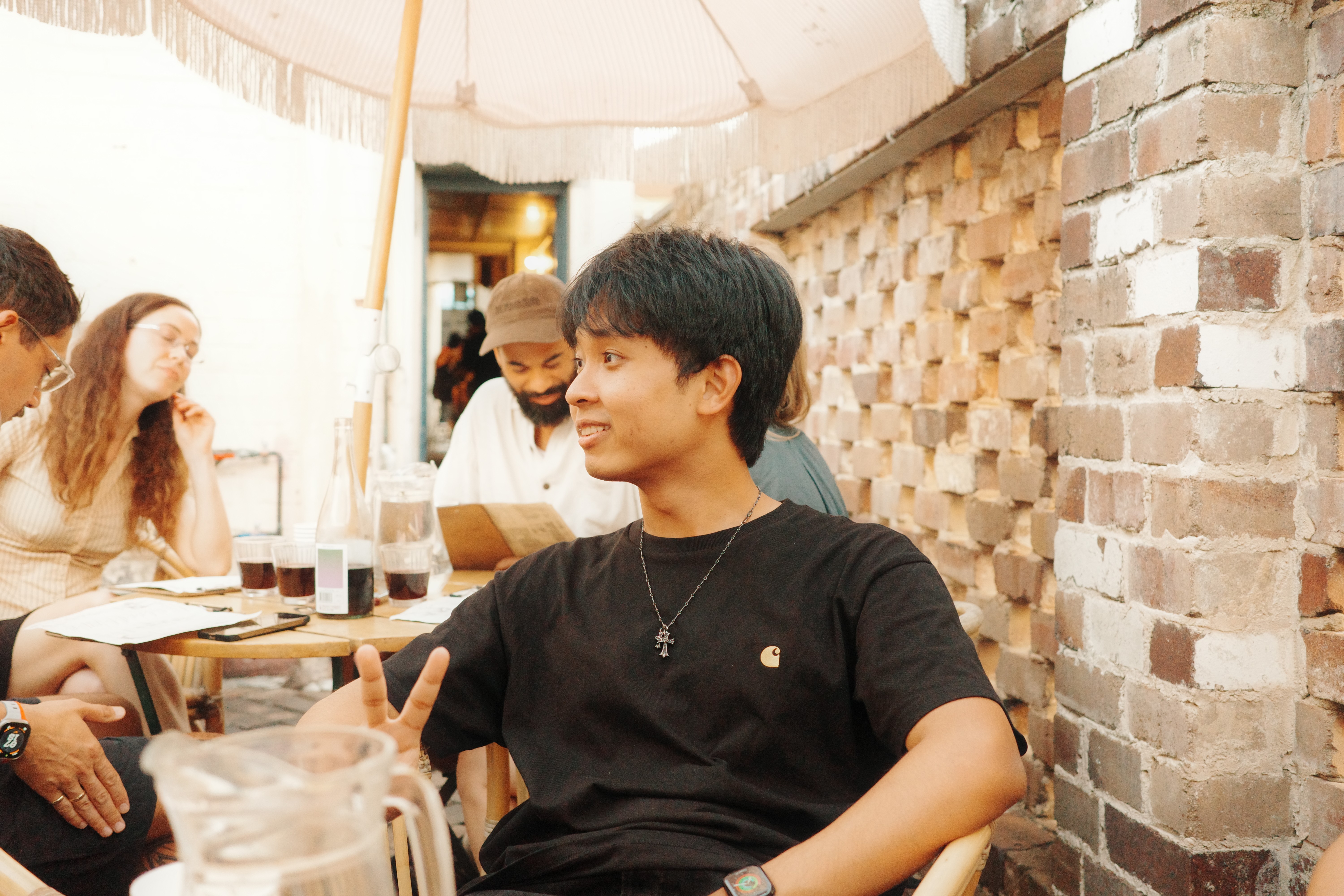 a person wearing a baseball cap