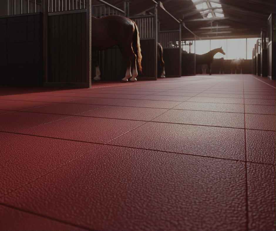 softdek gulv inne i hestestall