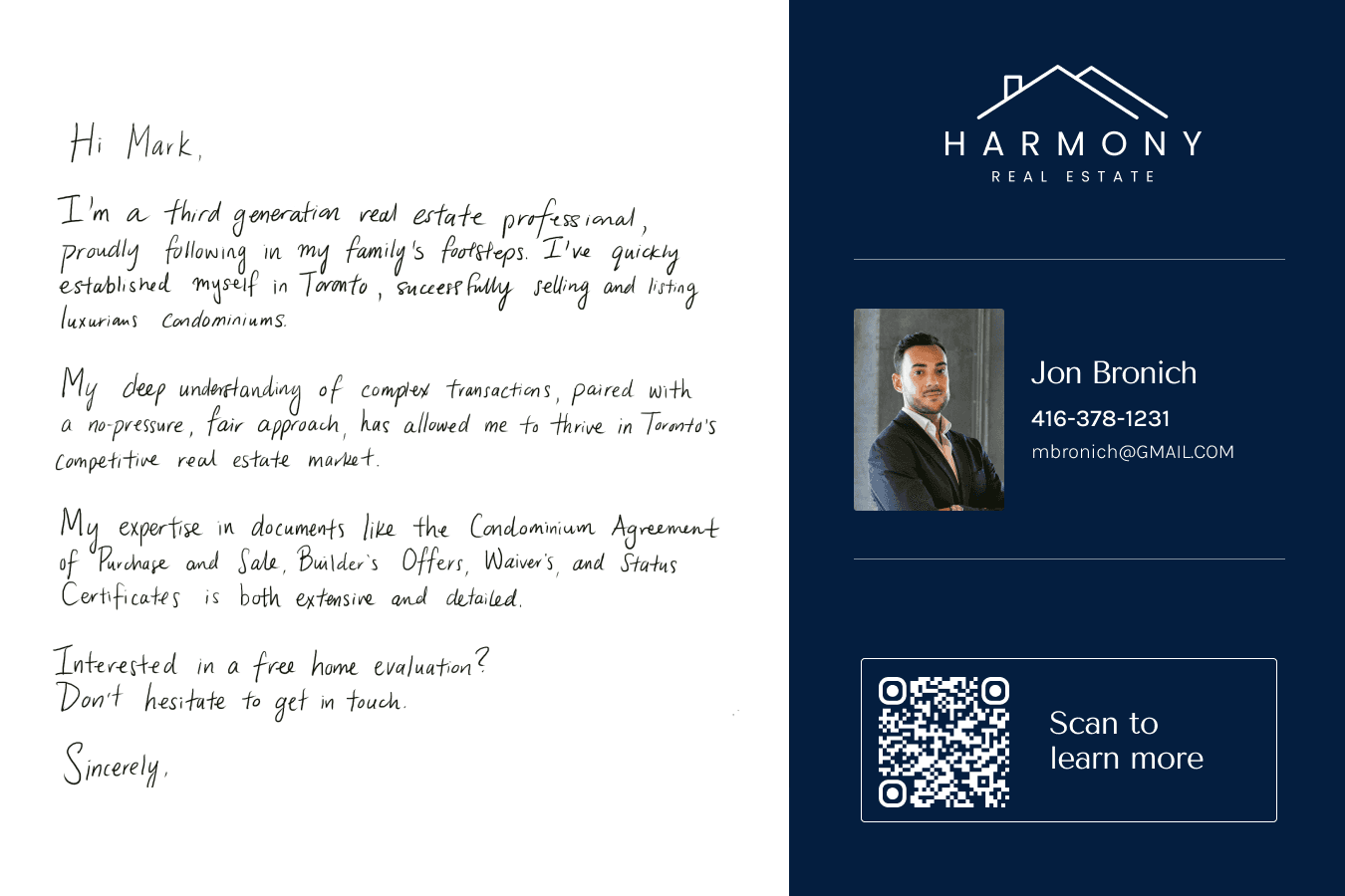 Handwritten Real Estate Direct Mail Postcard