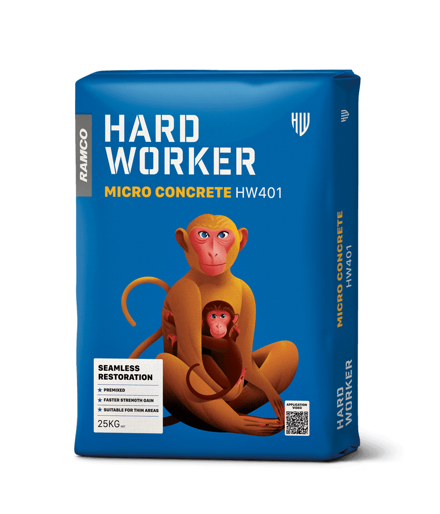 Hard Worker Microconcrete for repair of damaged concrete elements like beams, columns, walls and for all jacketing applications.