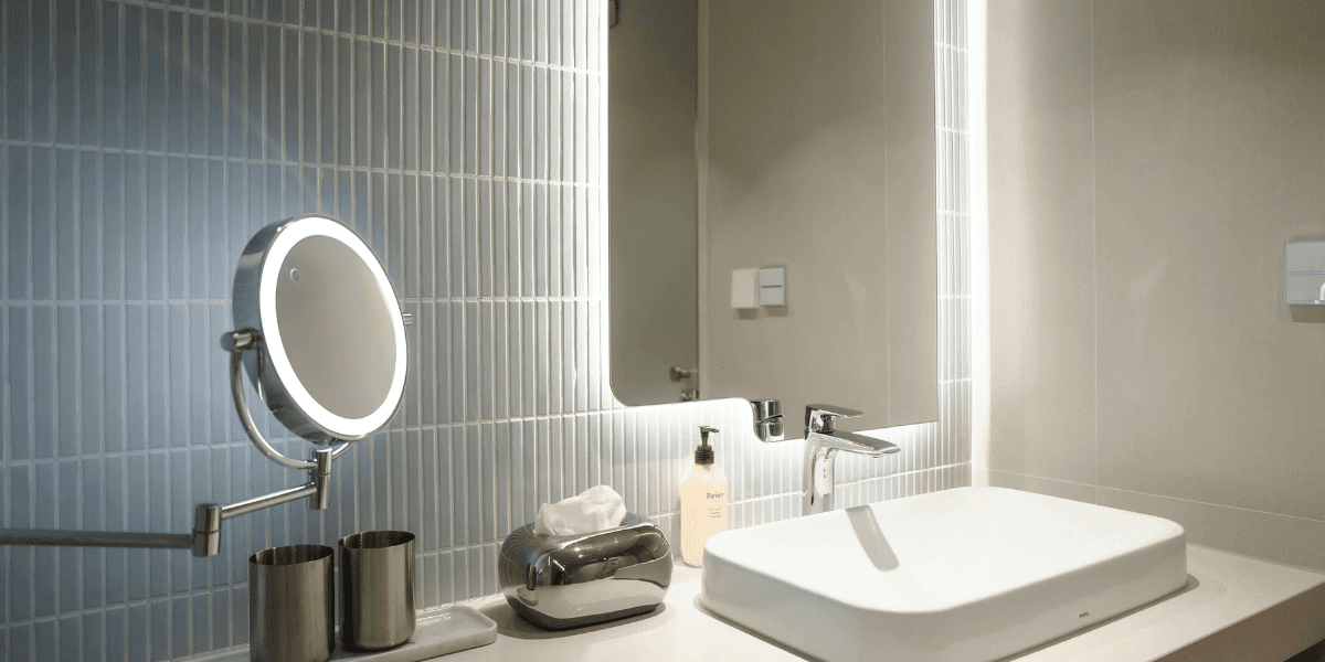 Statement Lighting and Backlit Mirrors