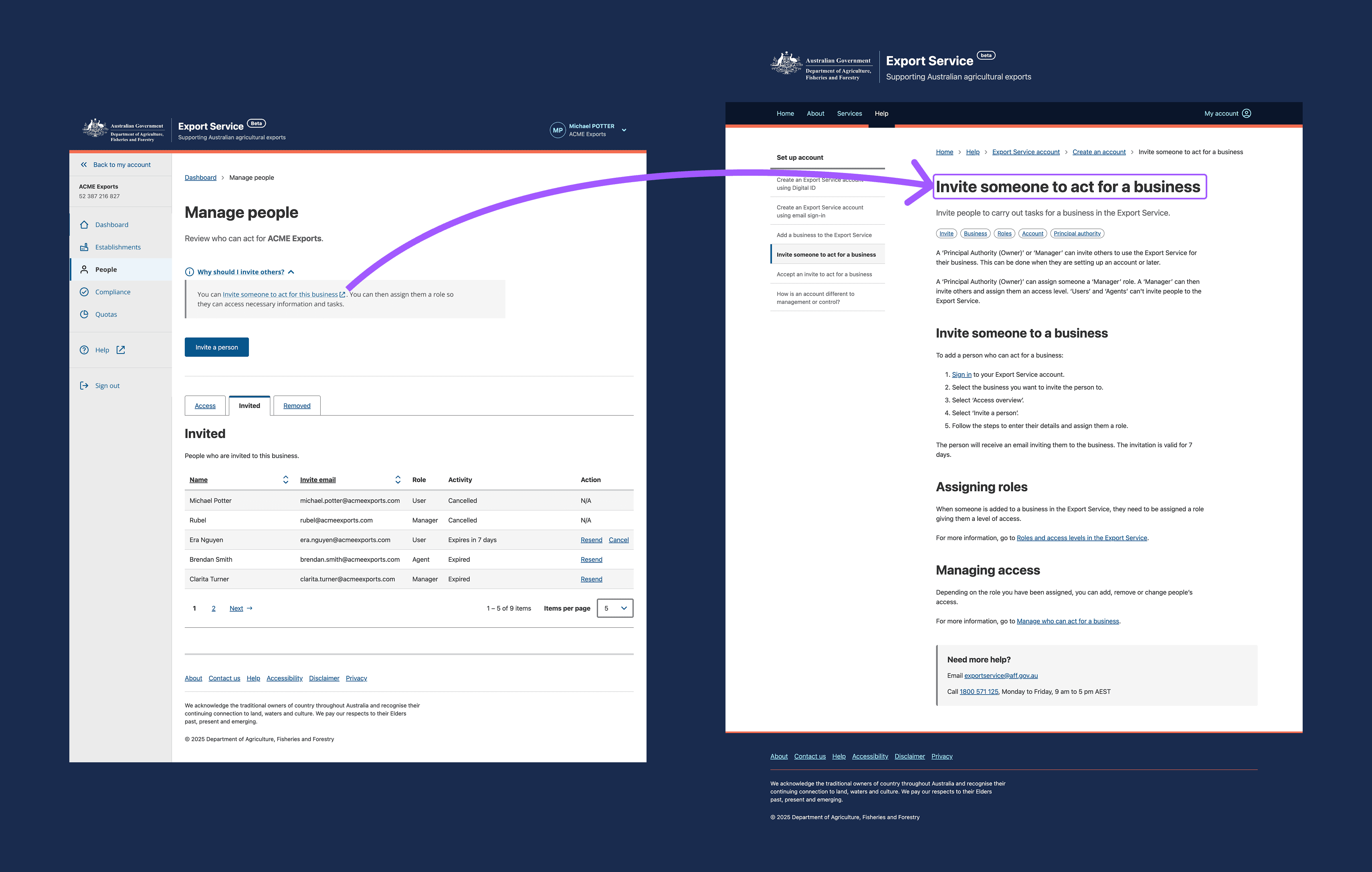 Business verification and linking interface