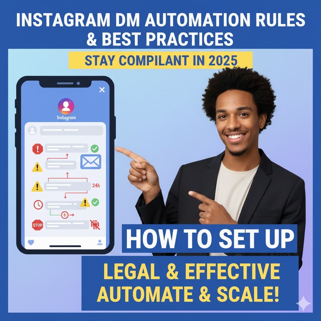 Side-by-side comparison: InstantDM's effortless, click-based Instagram DM sequence creator on the left, showing steps with delay, next to a confusing legacy flow builder with many arrows and a red X on the right. Highlights easy DM automation
