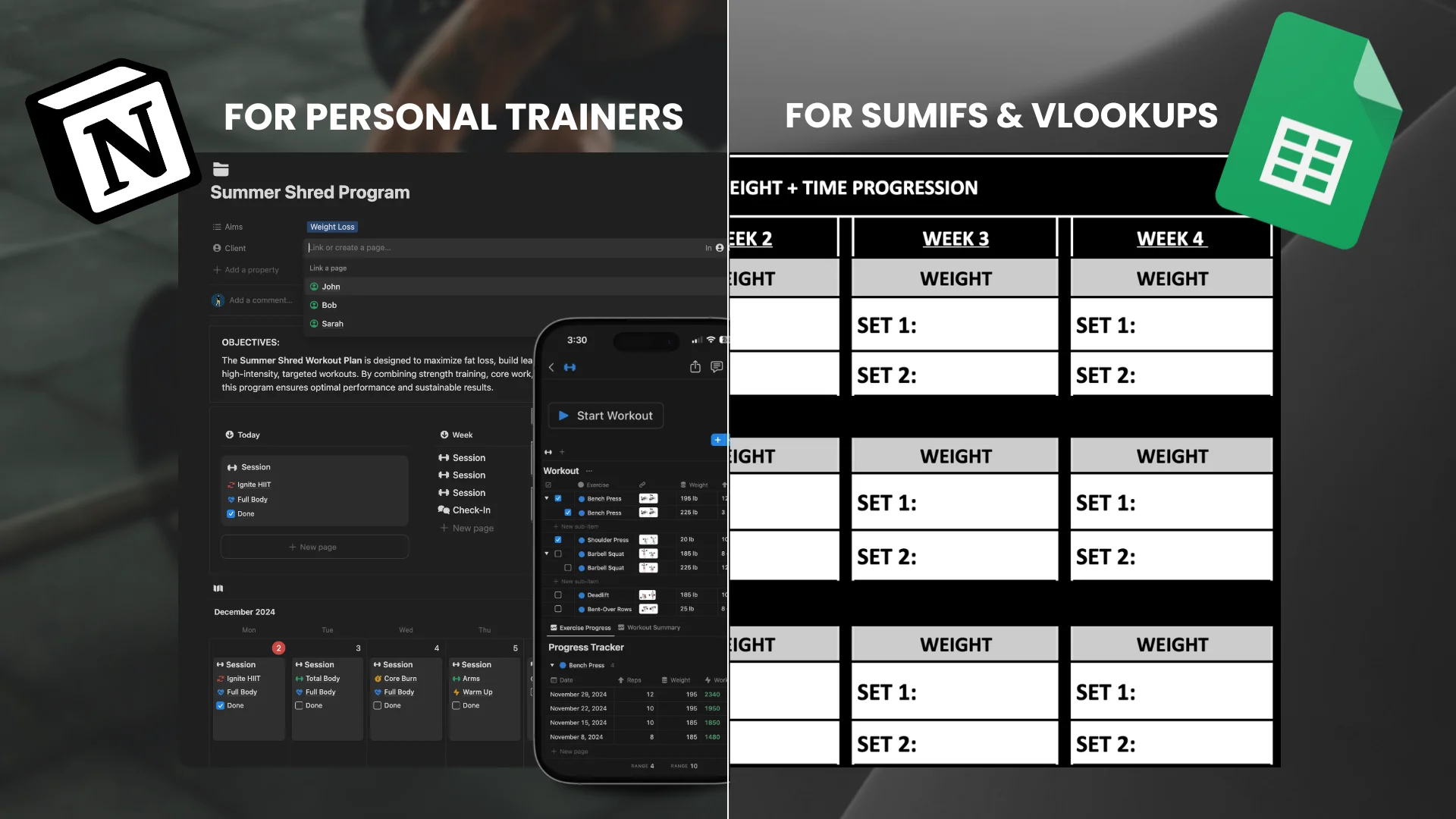 Best Notion fitness tracking template for personal trainers