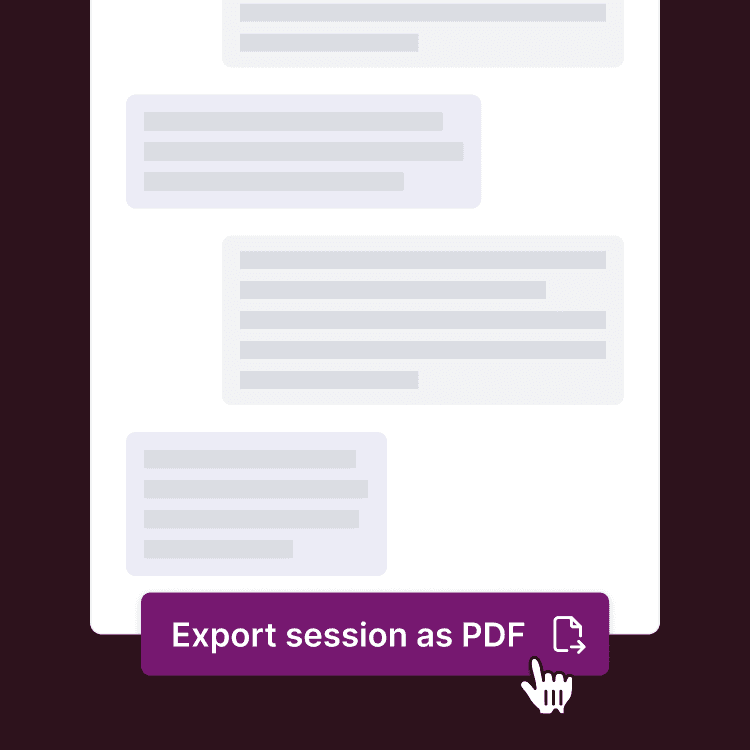 Image showing the ability to export a student's session as a pdf.