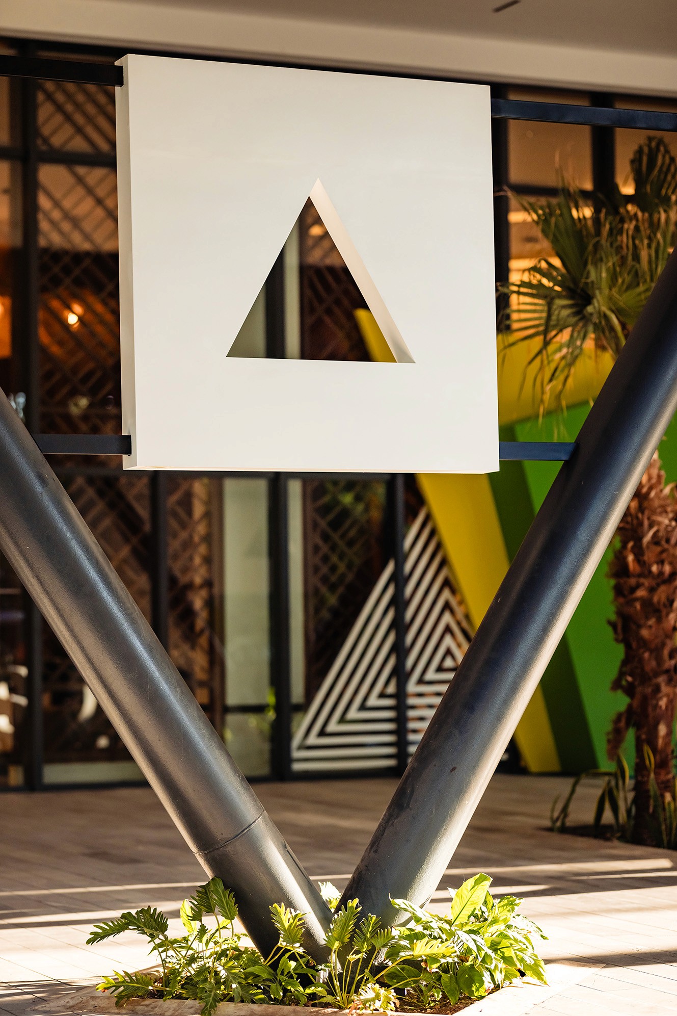 Photo of the Fireblocks logo, constructed and hanging outside.