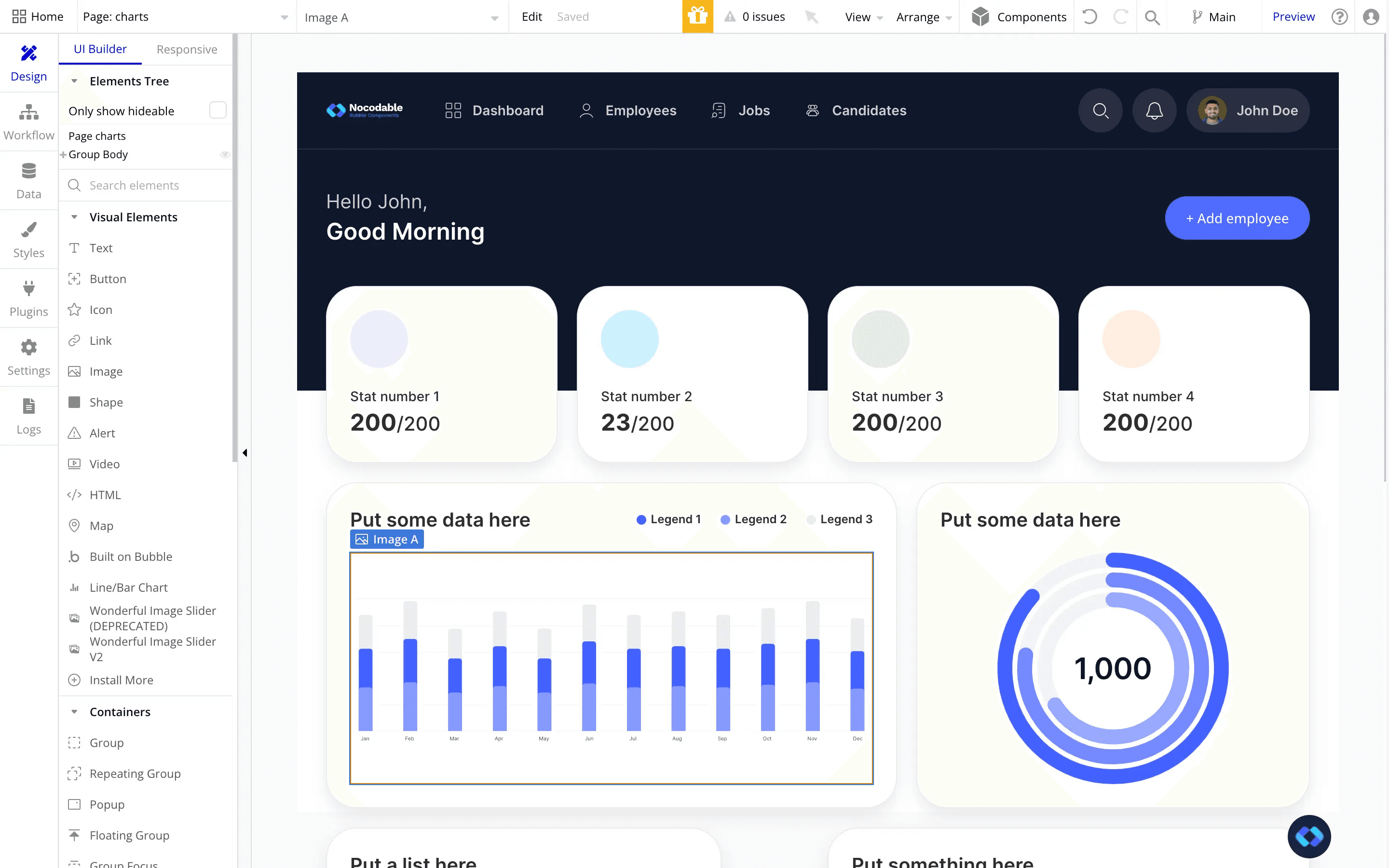 bubble.io dashboard component