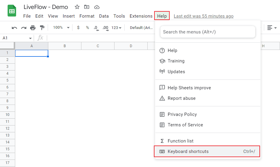 enable compatible spreadsheet shortcuts