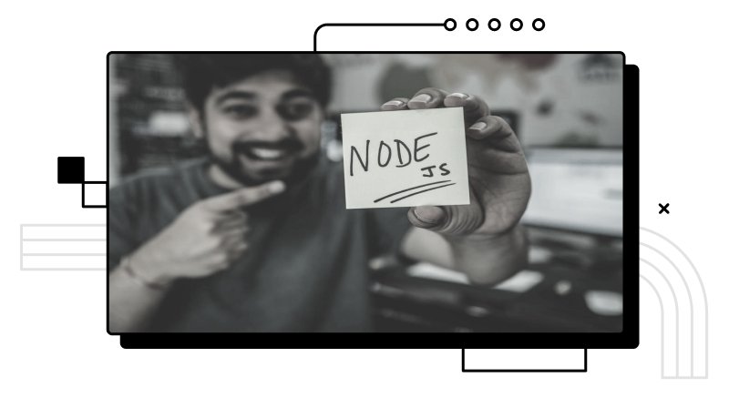 Person holding sticky note that says Node.js.