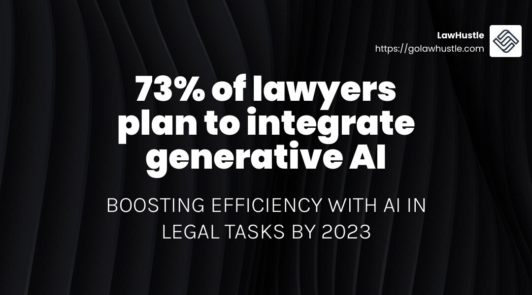 73% of lawyers plan to use generative AI within the next year. - improve law firm efficiency infographic simple-stat-landscape-dark