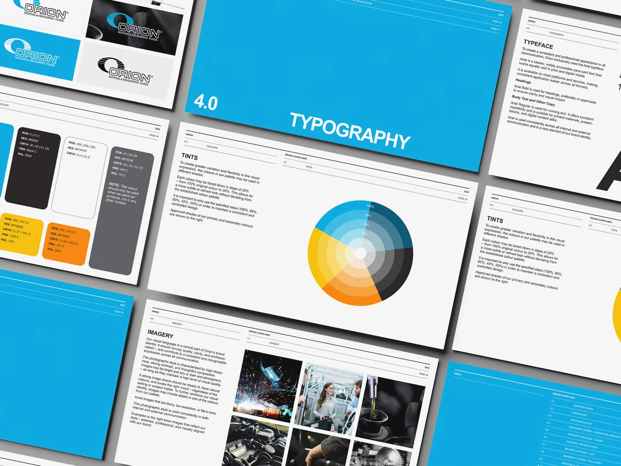 Orion’s brand manual, created to clarify and establish a consistent visual identity for the brand.