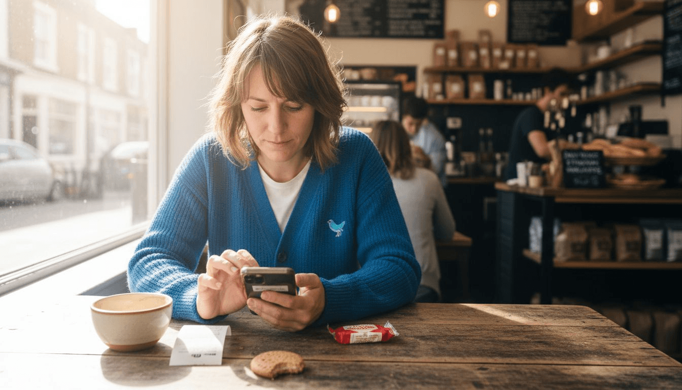 User testing business website on mobile phone