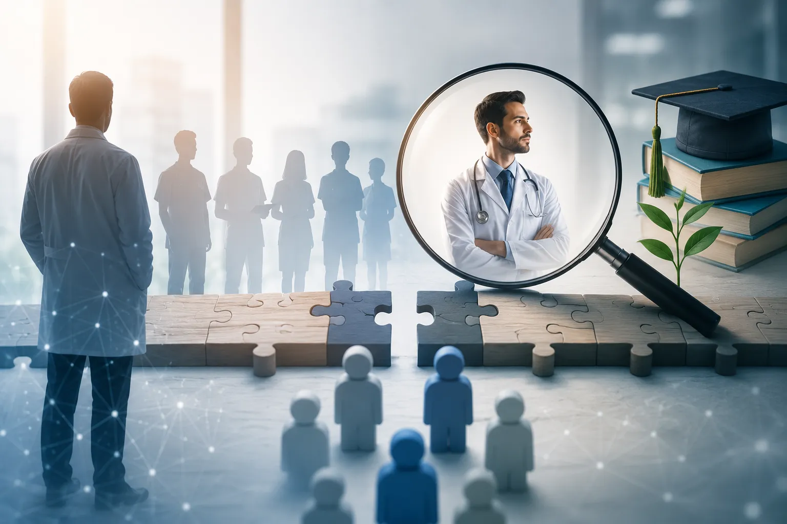 Profissional de saúde ocupacional em ambiente corporativo representando a escassez de médicos do trabalho no Brasil e a formação de novos especialistas