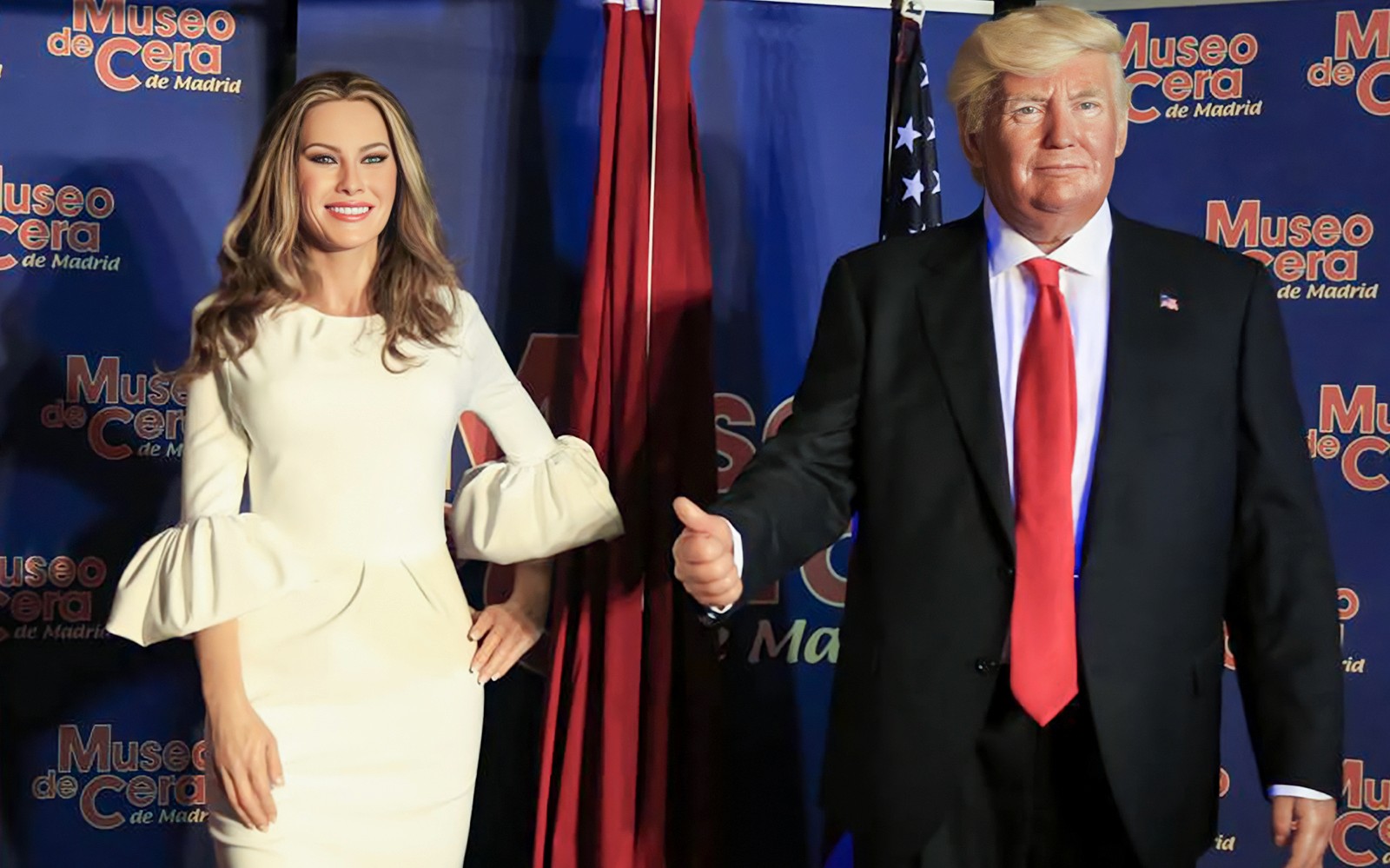 Figuras de cera de Donald Trump y Melania Trump en el Museo de Cera de Madrid.