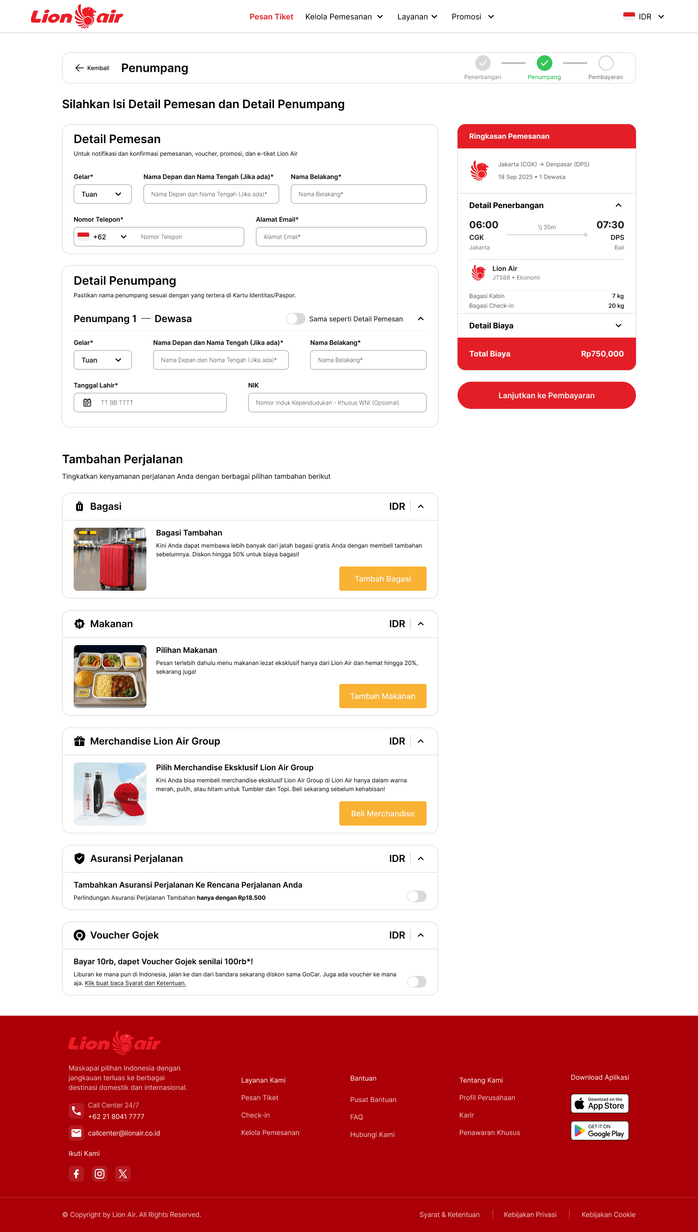 Passenger Details Page