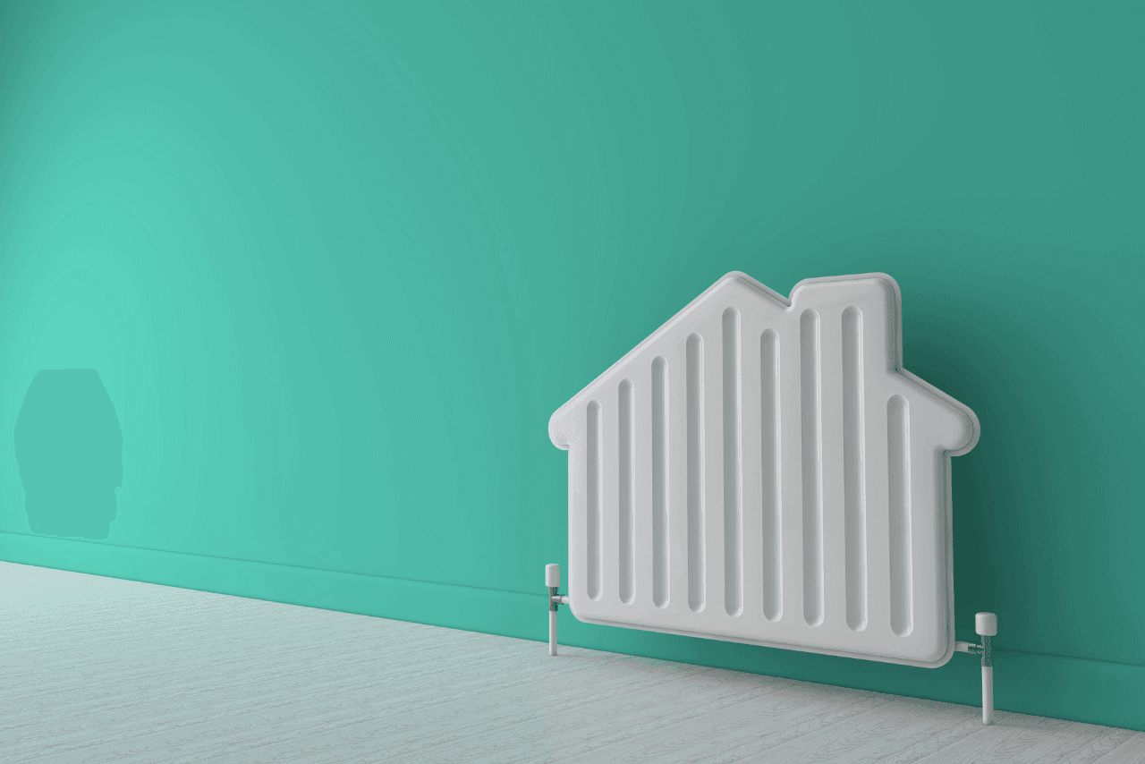 Ein Heizkörper in der Form eines Hauses
