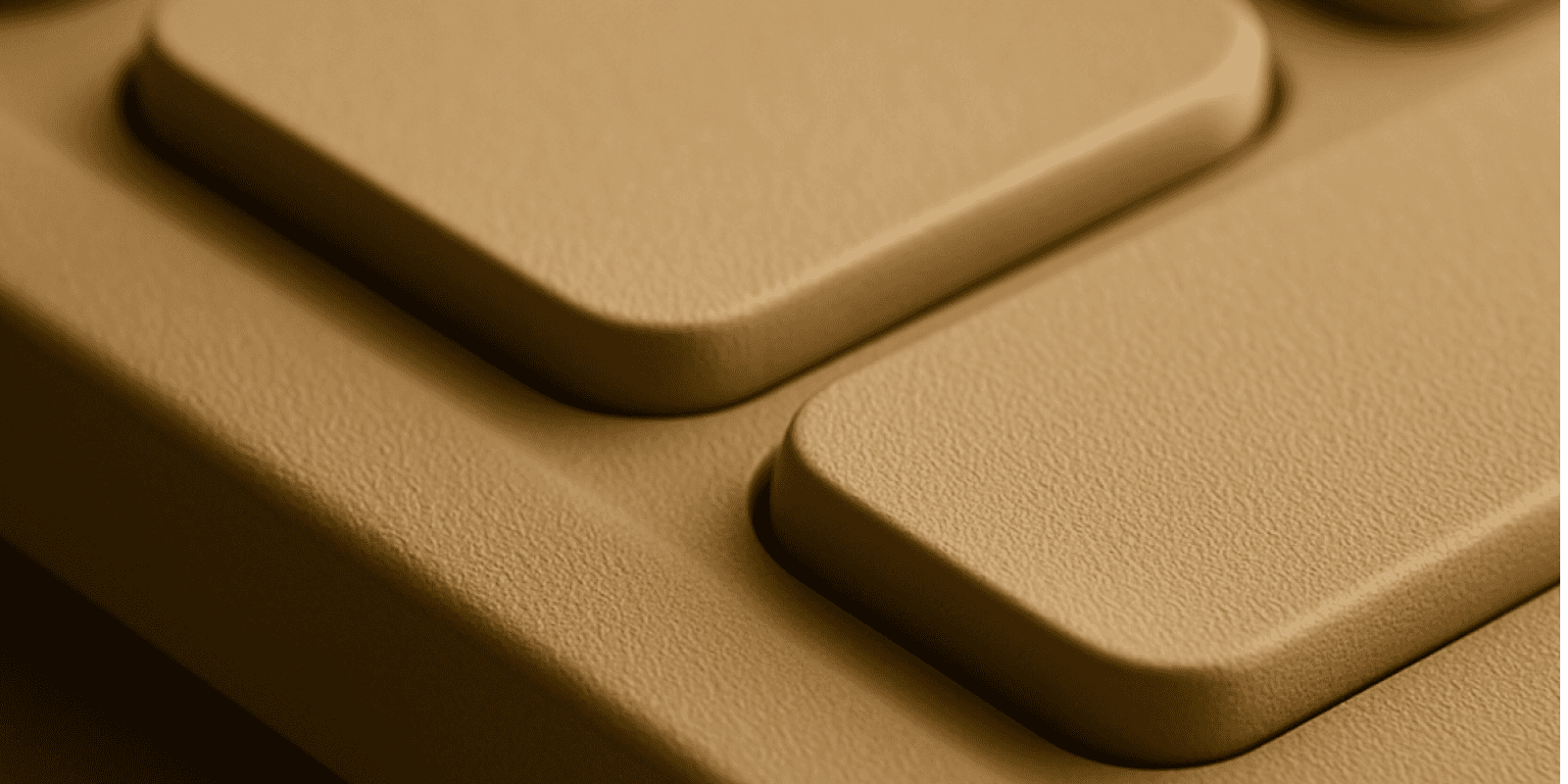 "Close-up of beige CGI laptop hinge with smooth, matte textured finish."