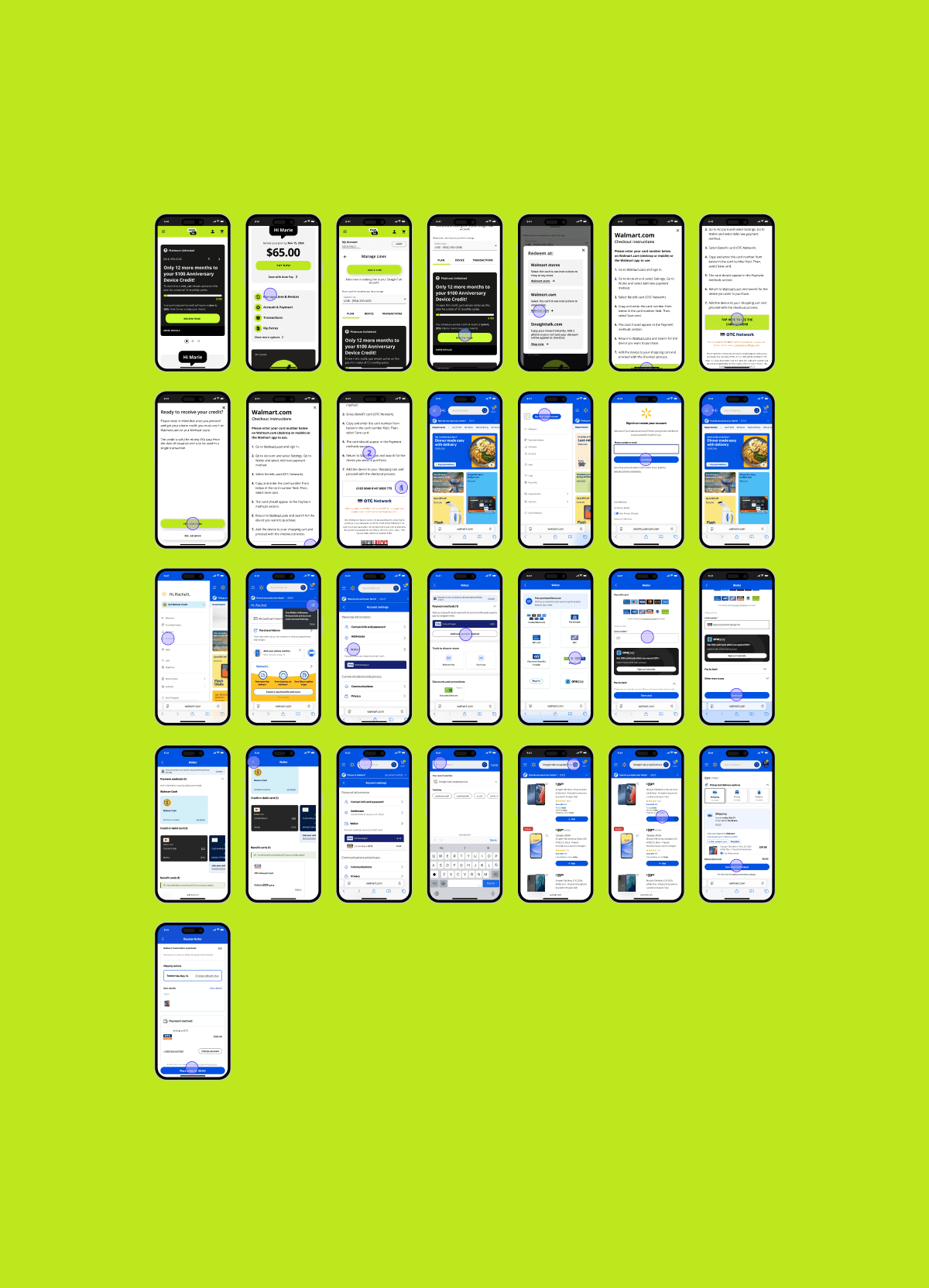 Image of my design process visual featuring the stages Discover, Define, Develop, and Deliver, with bullet points listing the steps taken within each design phase.
