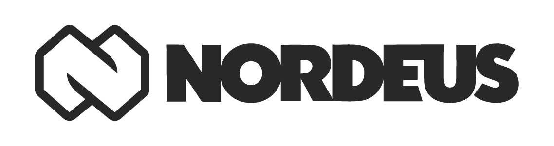 Nordeus logo - a gaming company. Featuring the Nordeus logo in black color, on white background.