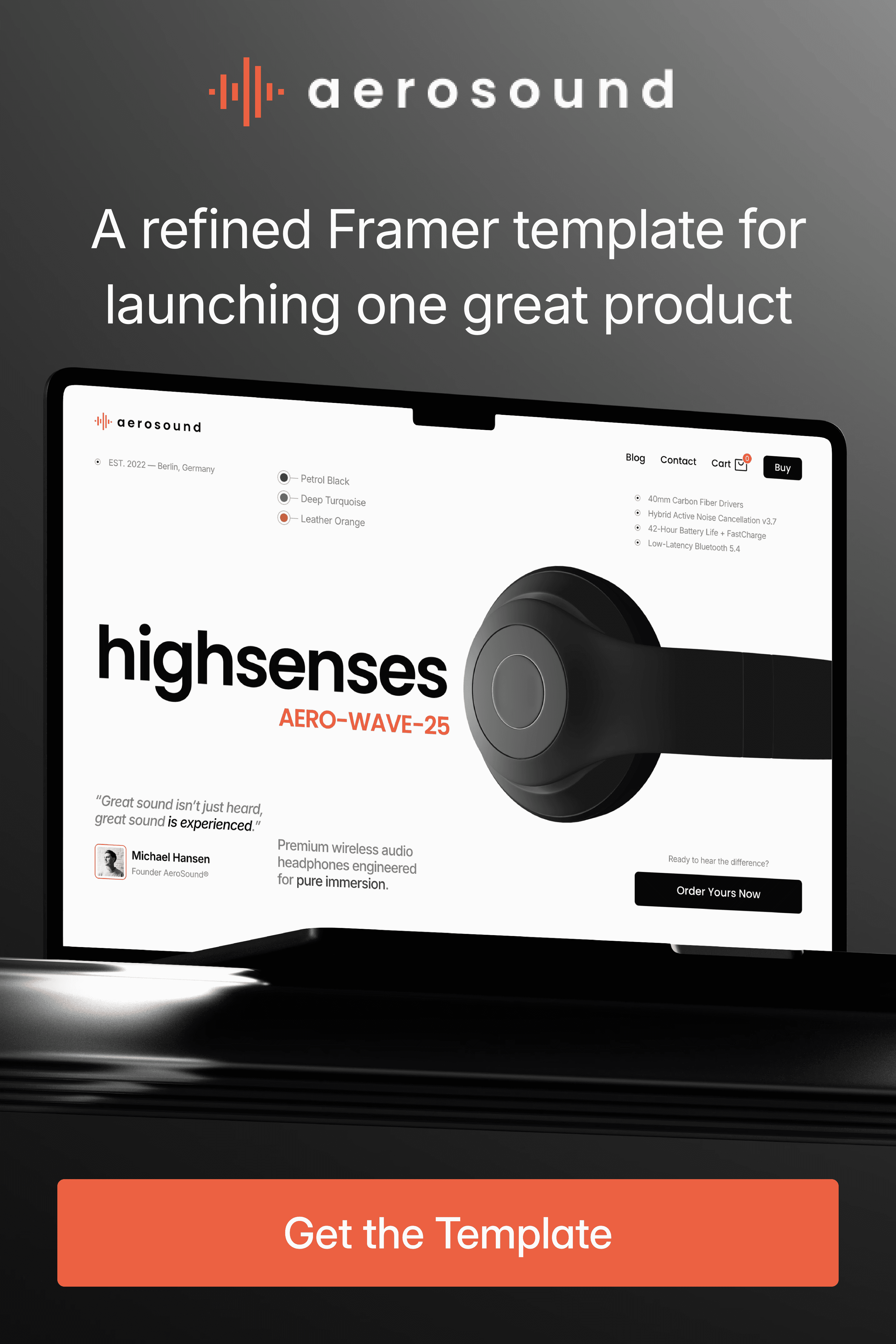 A refined Framer template for launching one great product