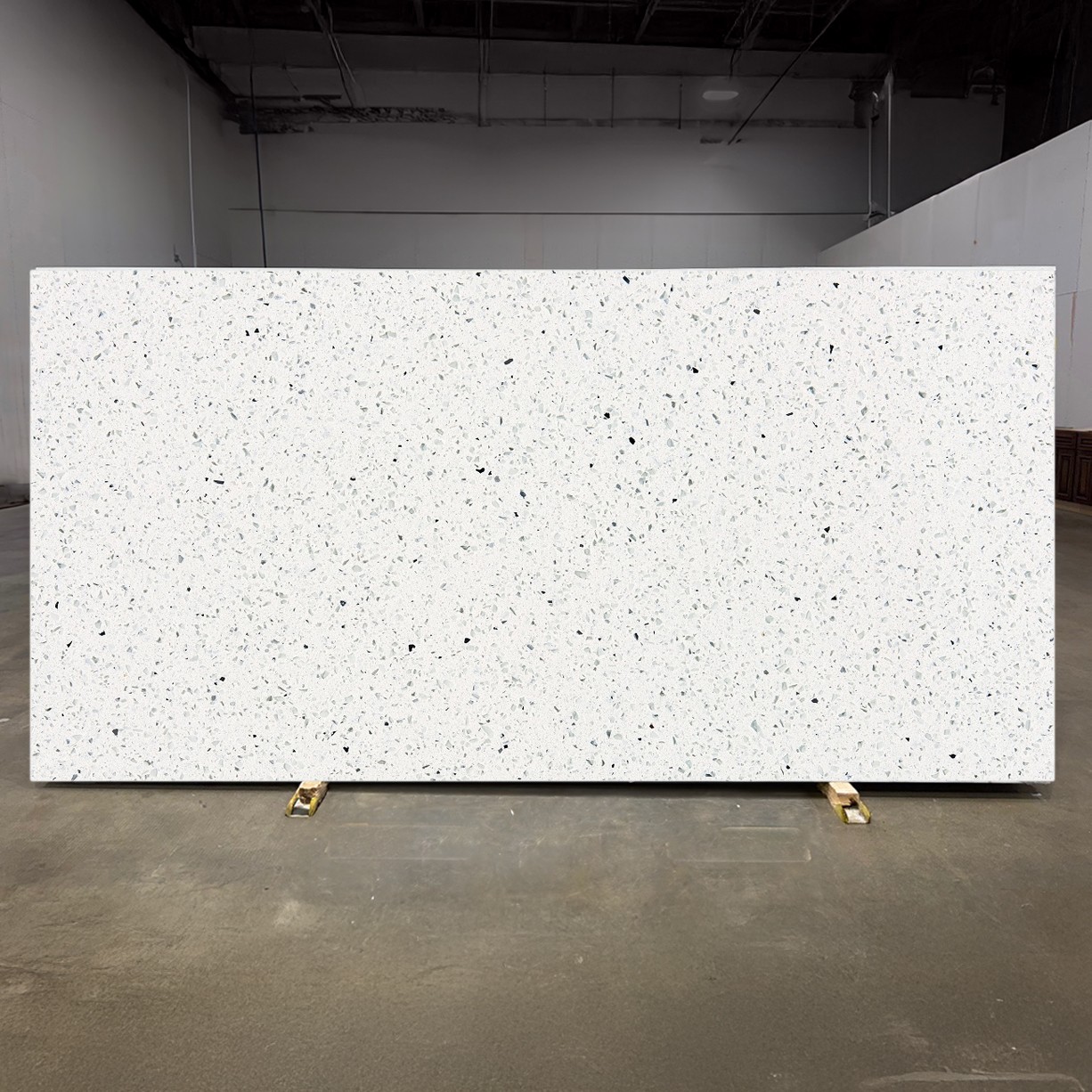 sparkling white quartz slab