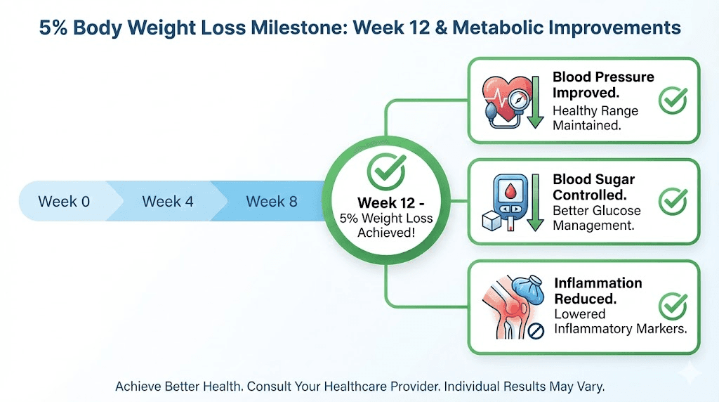 Health benefits of reaching 5 percent weight loss milestone on semaglutide
