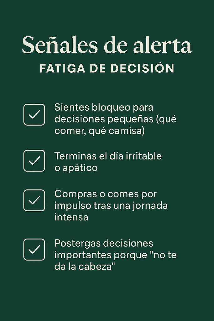 Señales de alerta fatiga de decisión