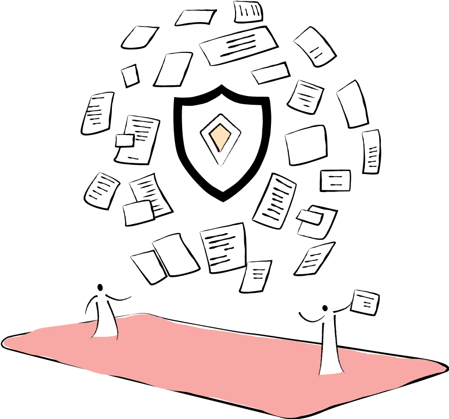 An illustration of a large shield with the 'Silver' diamond icon at its center, protecting against surrounding files and text messages that represent spam and online threats.