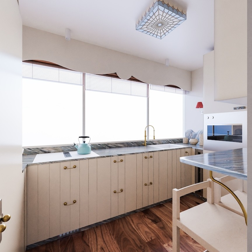 After: kitchen redesigned by Atelier Akuko with refreshed finishes, improved flow and modern details