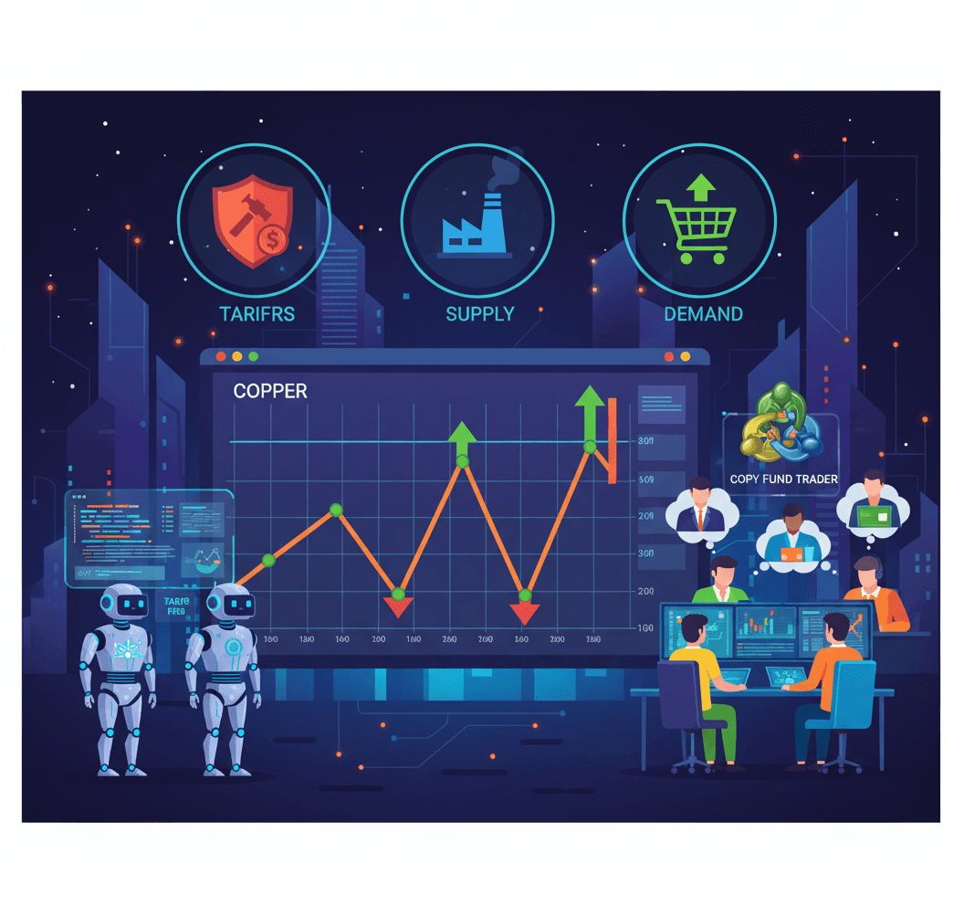 Trading bots and copy traders analyze copper price charts