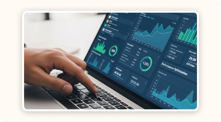 Laptop displaying an analytics dashboard