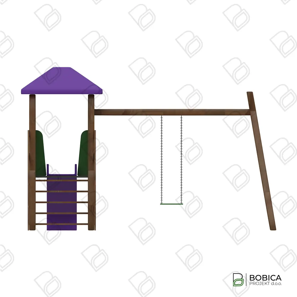 Kombinirana kućica s toboganom i ljuljačkom "SkyPlay Tower"