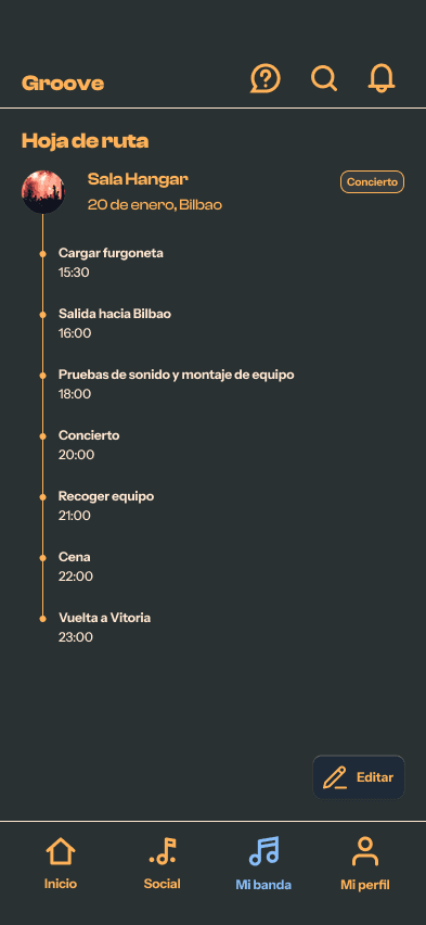 Prototipo de app para músicos