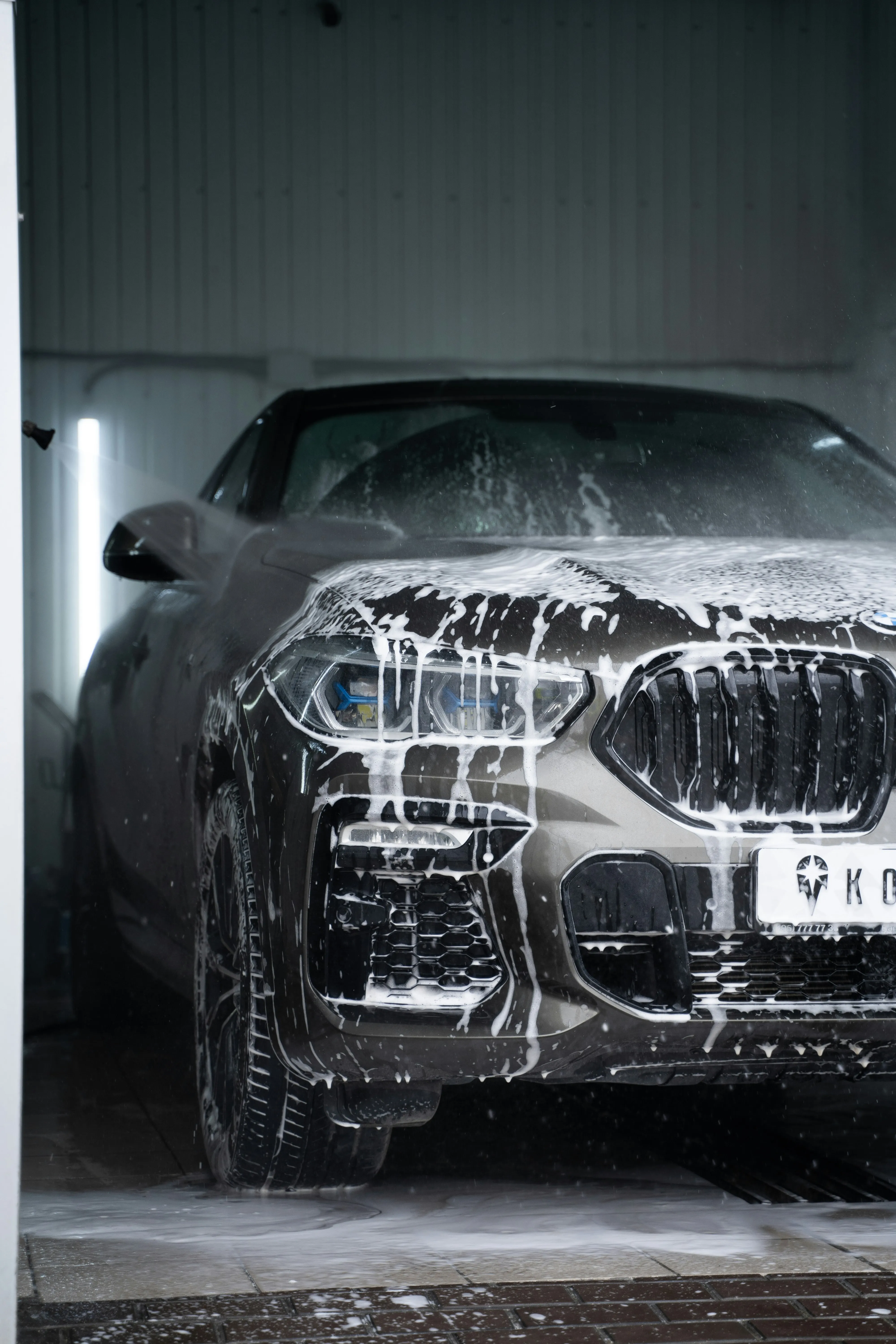 front view of a freshly washed car