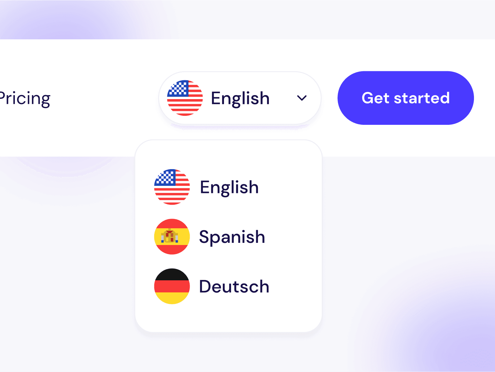 local languages options on a website