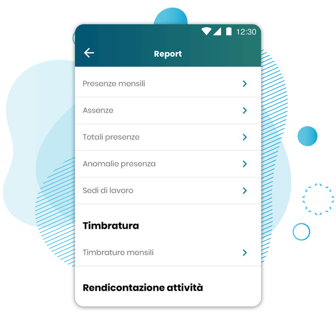 Report generati da Fluida con dati aggregati su presenze, assenze e spese, utili per l’analisi aziendale