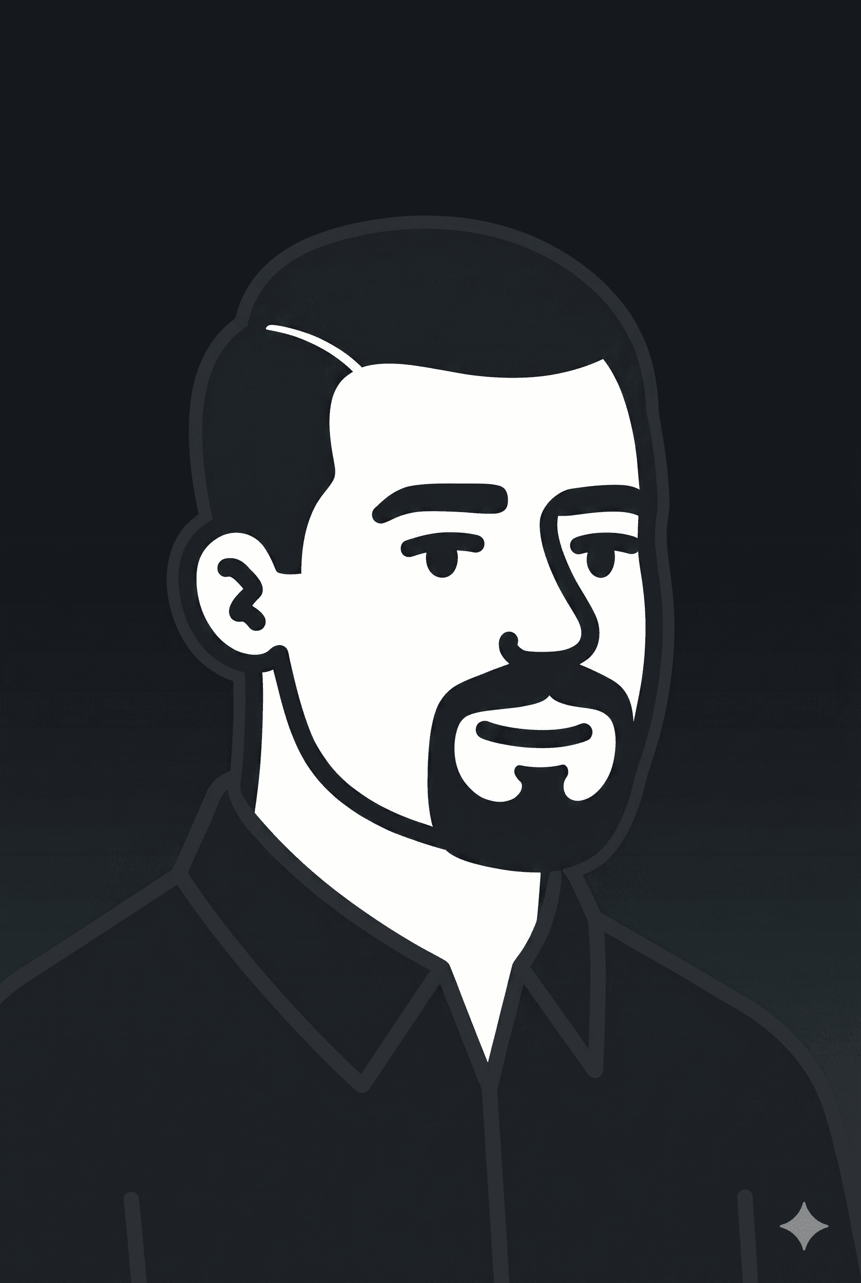 a man with a goatee smiles at the camera